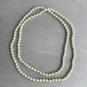 Rustic Light Wood Bead Strand Necklace Teal Green-Blue Farmhouse Cottage